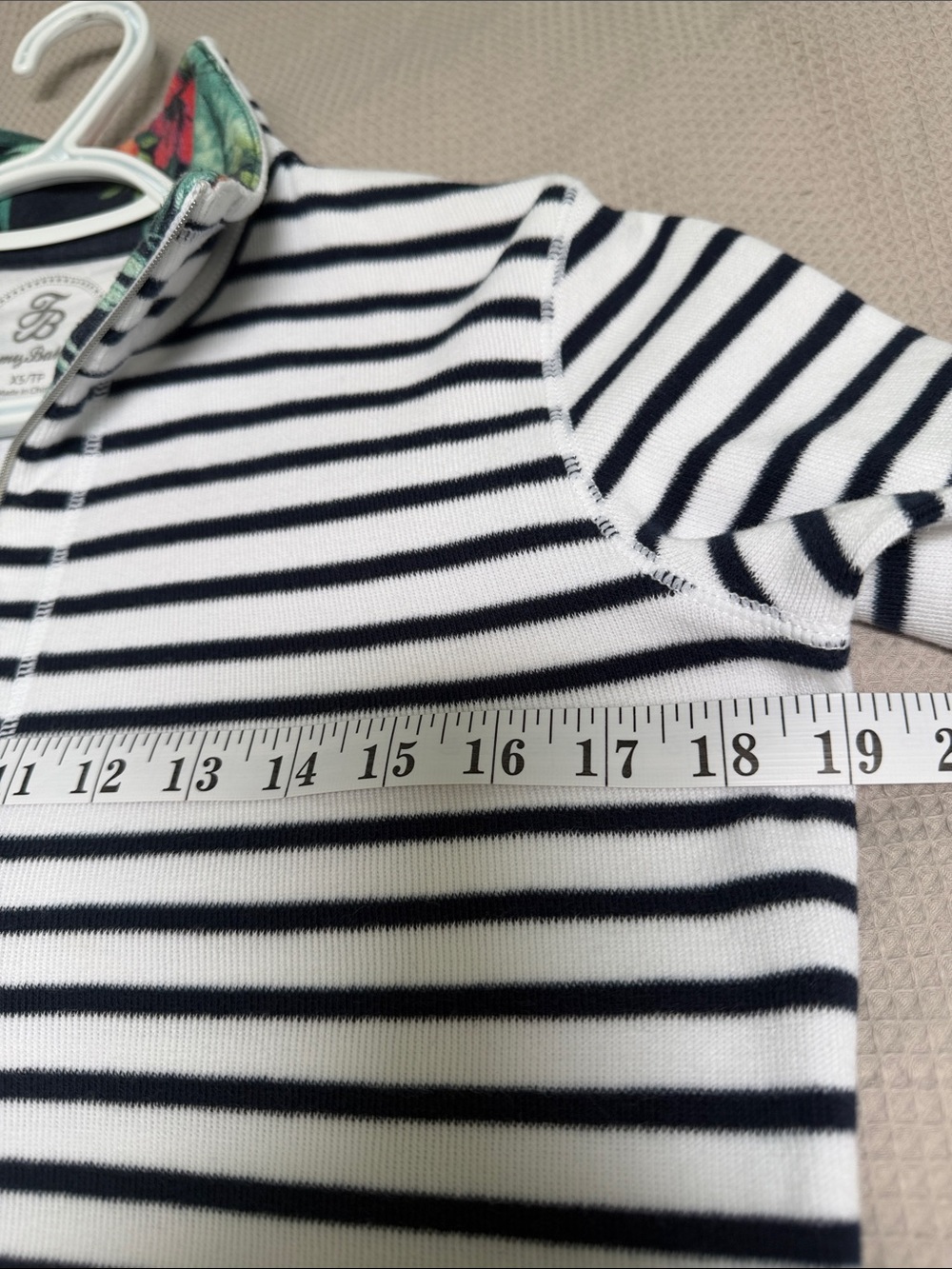 Tommy Bahama sz XS White navy striped half zip sweater - nautical & warm! - Picture 6 of 11